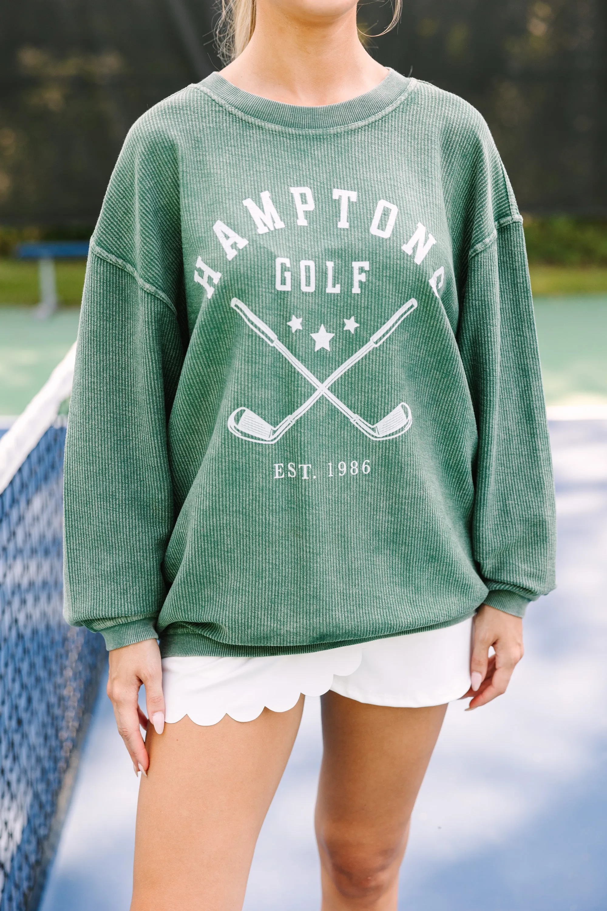 Hamptons Golf Green Corded Graphic Sweatshirt