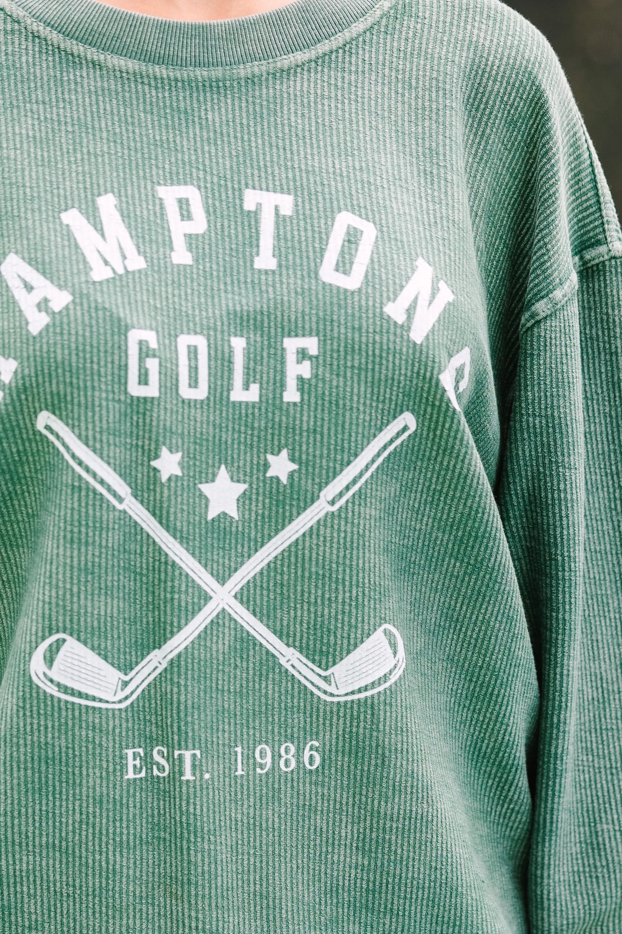 Hamptons Golf Green Corded Graphic Sweatshirt
