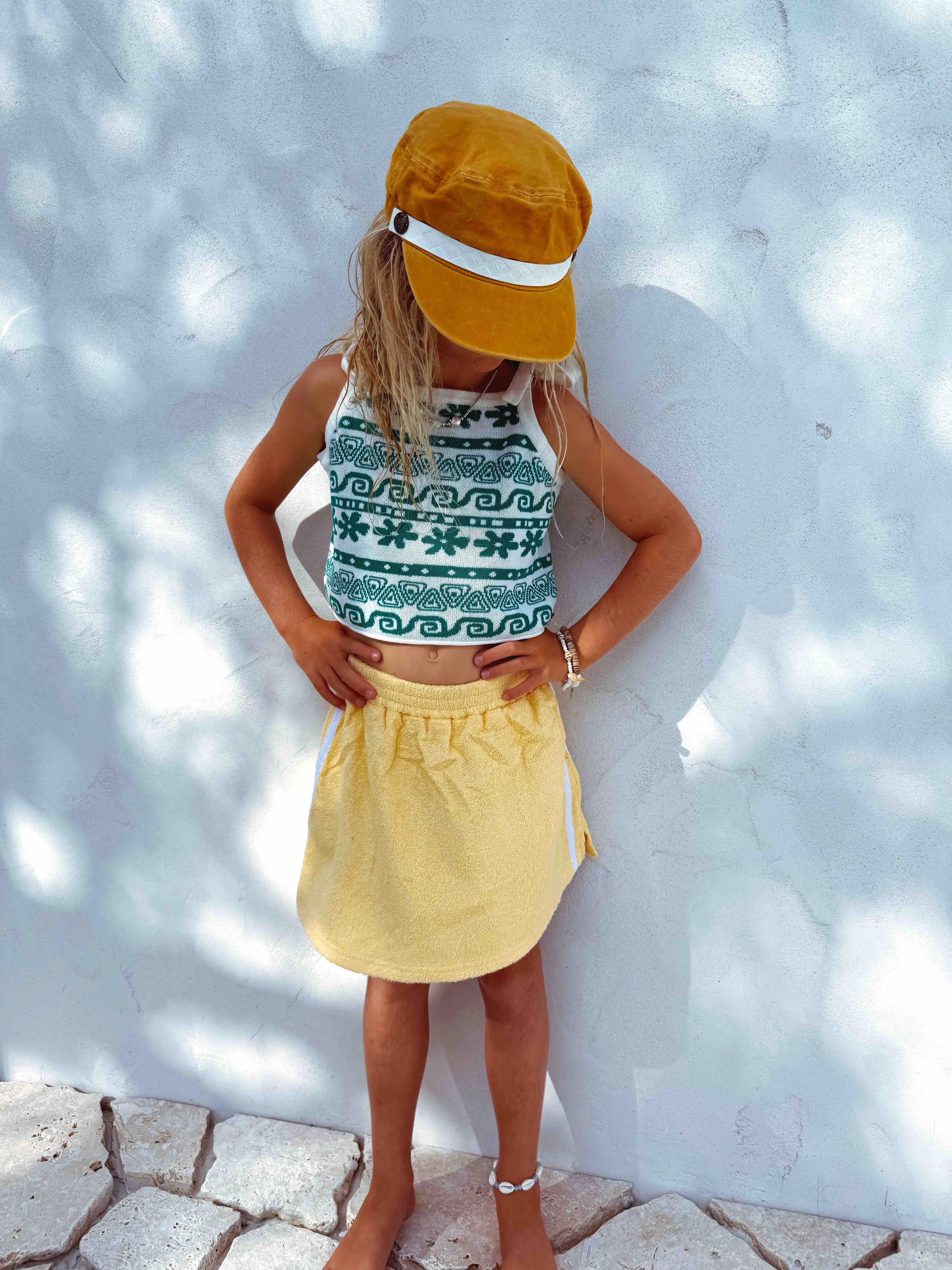 Hawaii Dayz knit summer tye crop - Green / White - Girls