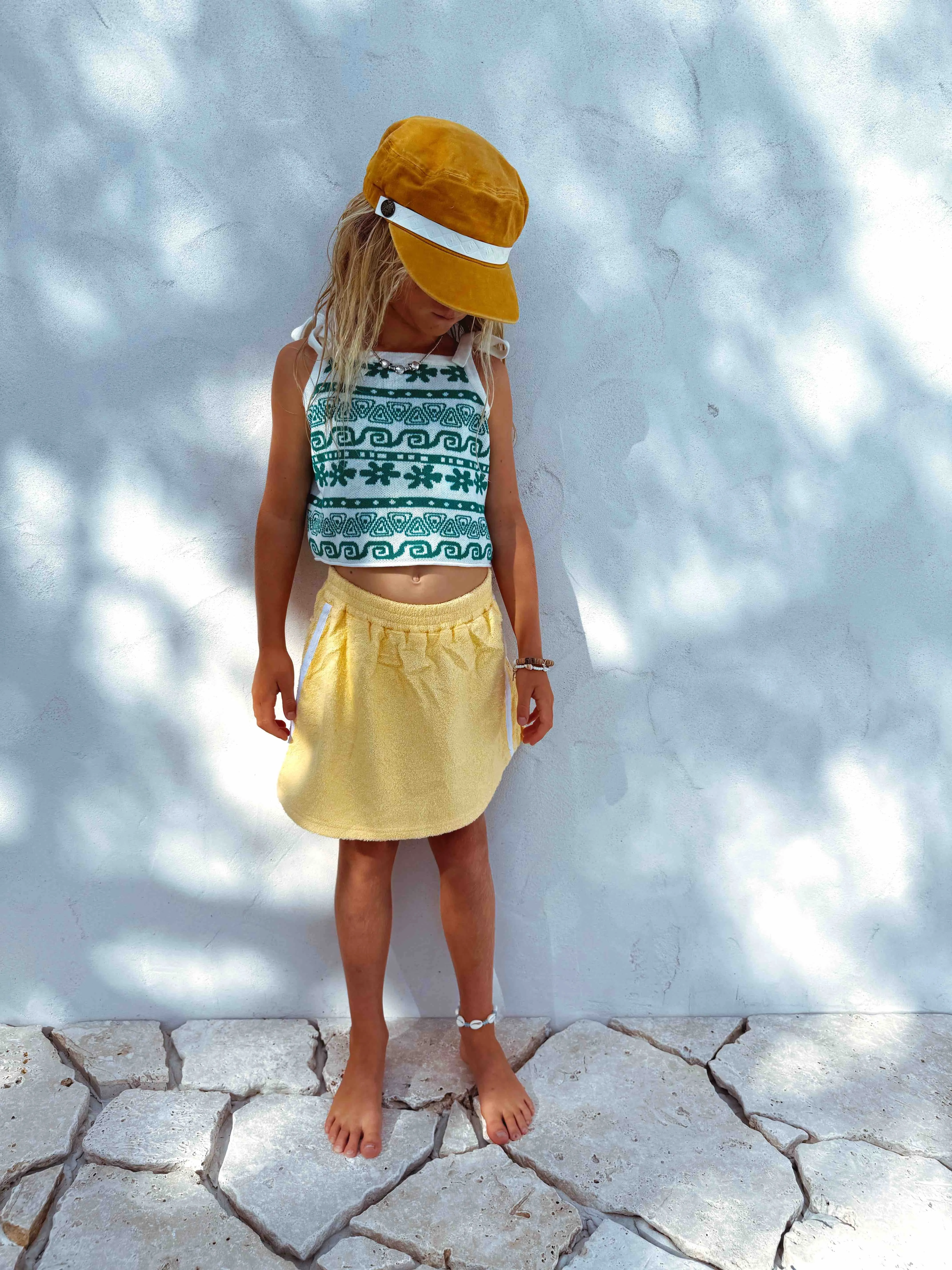 Hawaii Dayz knit summer tye crop - Green / White - Girls