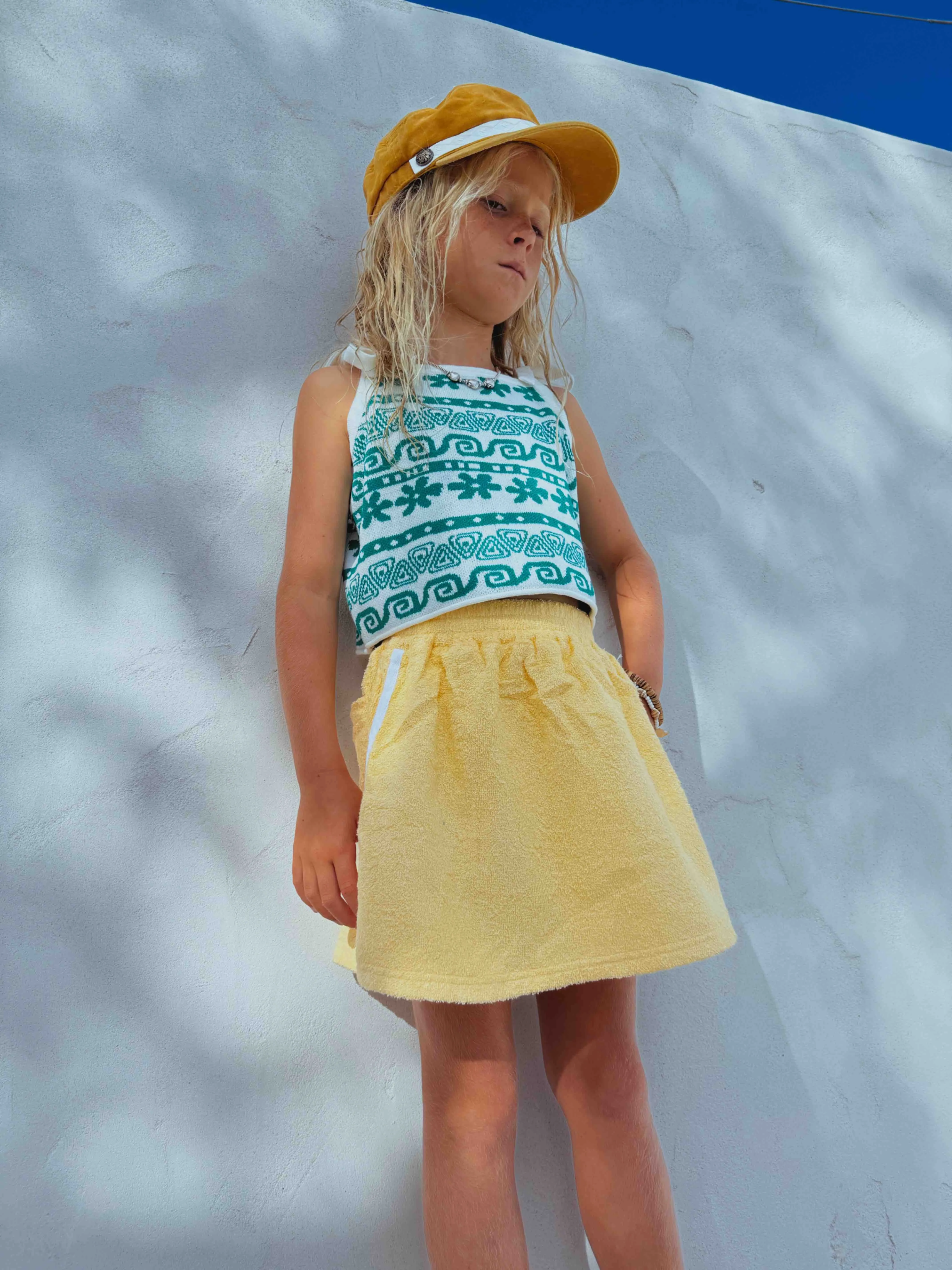 Hawaii Dayz knit summer tye crop - Green / White - Girls