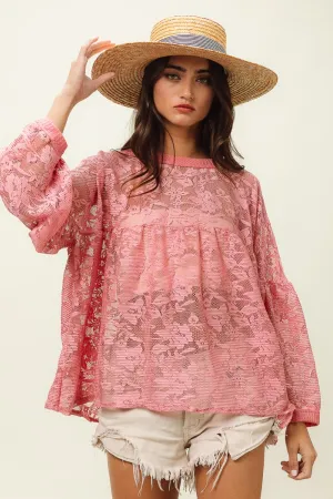 Hazel Blues® |  BiBi Floral Lace Long Sleeve Top