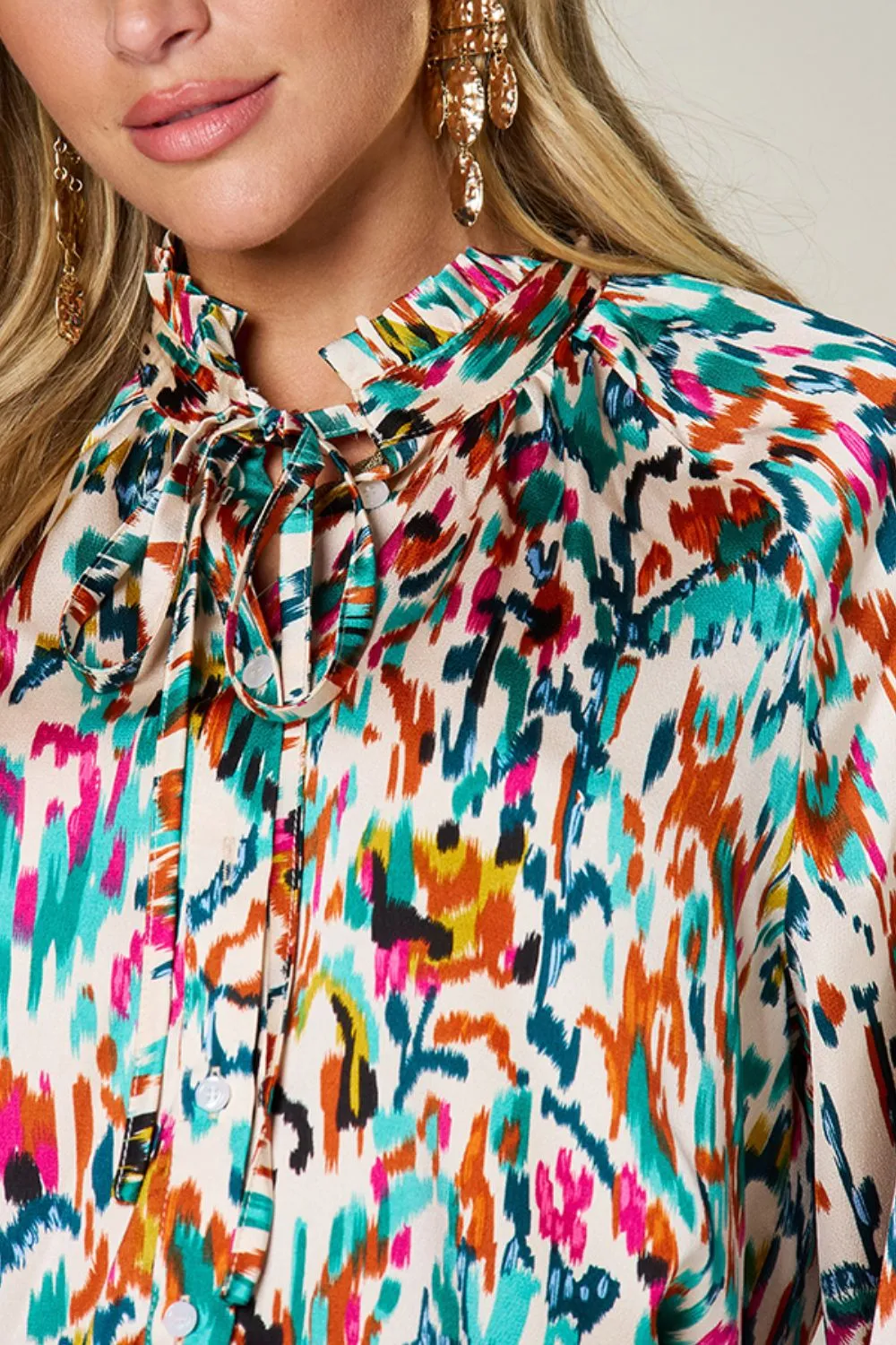 Hazel Blues® |  Double Take Printed Button Up Long Sleeve Shirt