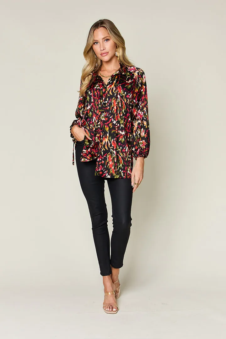 Hazel Blues® |  Double Take Printed Button Up Long Sleeve Shirt