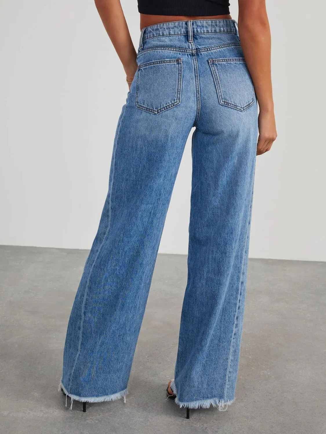 Hazel Blues® |  Raw Hem Wide Leg Jeans