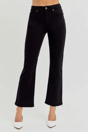 Hazel Blues® | RISEN Tummy Control Elastic Band High Rise Crop Straight Jeans