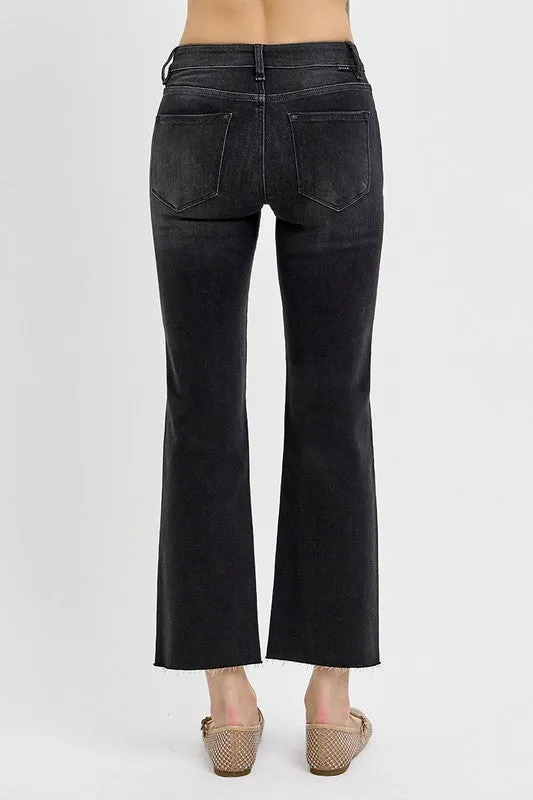 Hazel Blues® |  RISEN Tummy Control Mid Rise Crop Straight Jeans