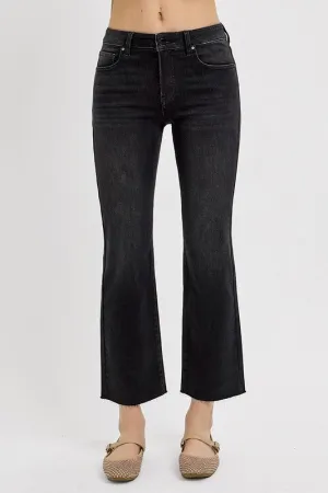 Hazel Blues® |  RISEN Tummy Control Mid Rise Crop Straight Jeans
