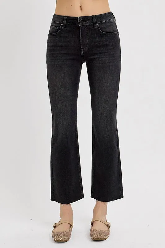 Hazel Blues® |  RISEN Tummy Control Mid Rise Crop Straight Jeans