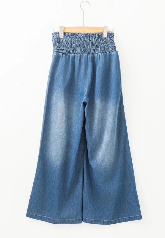 Hazel Blues® |  Smocked Wide Leg Jeans
