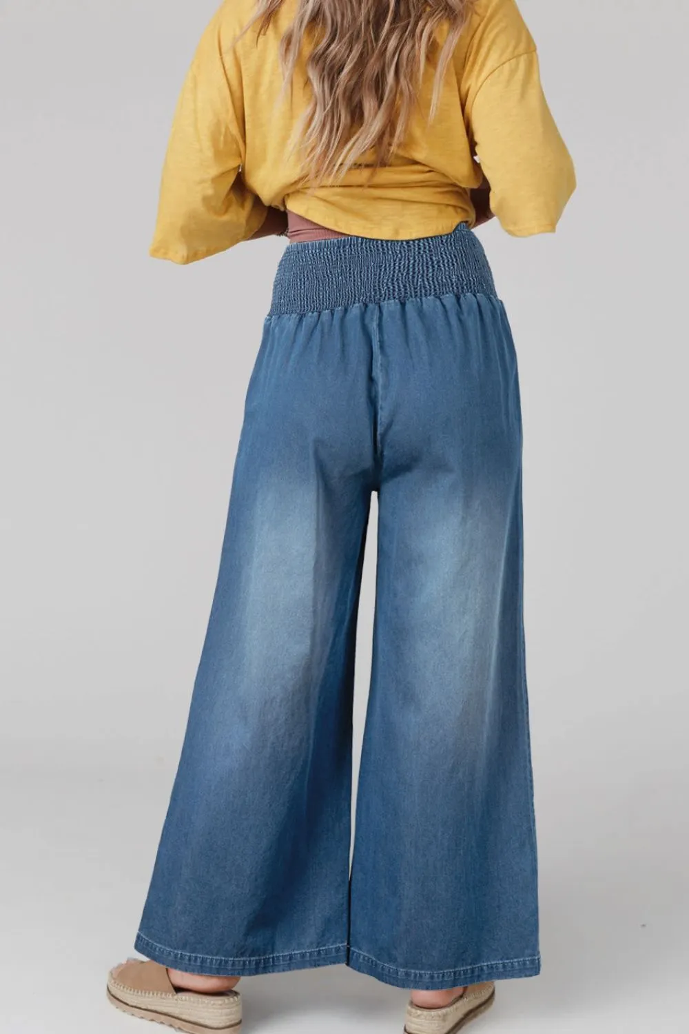 Hazel Blues® |  Smocked Wide Leg Jeans