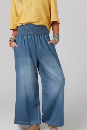 Hazel Blues® |  Smocked Wide Leg Jeans