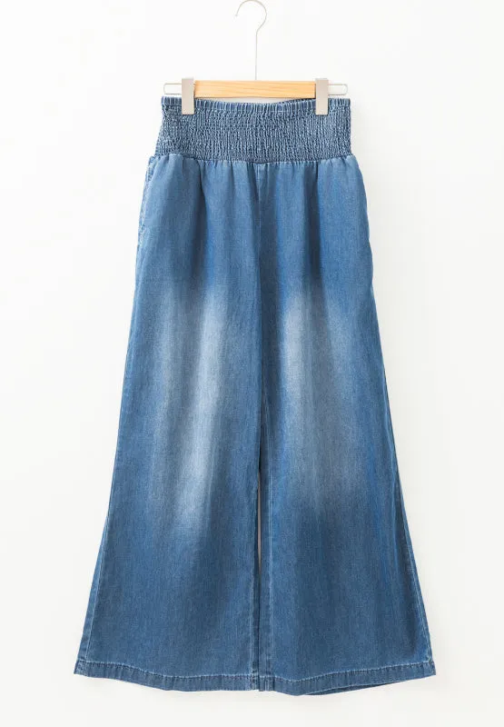 Hazel Blues® |  Smocked Wide Leg Jeans