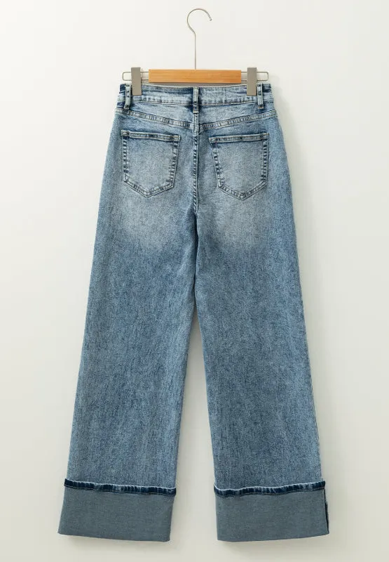 Hazel Blues® |  Washed Wide Leg Jeans with Pockets