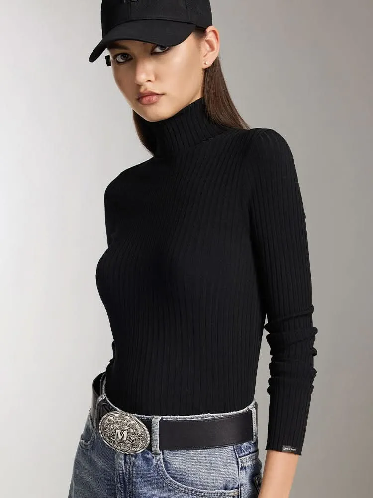 High Collar Slim Fit Knit Top