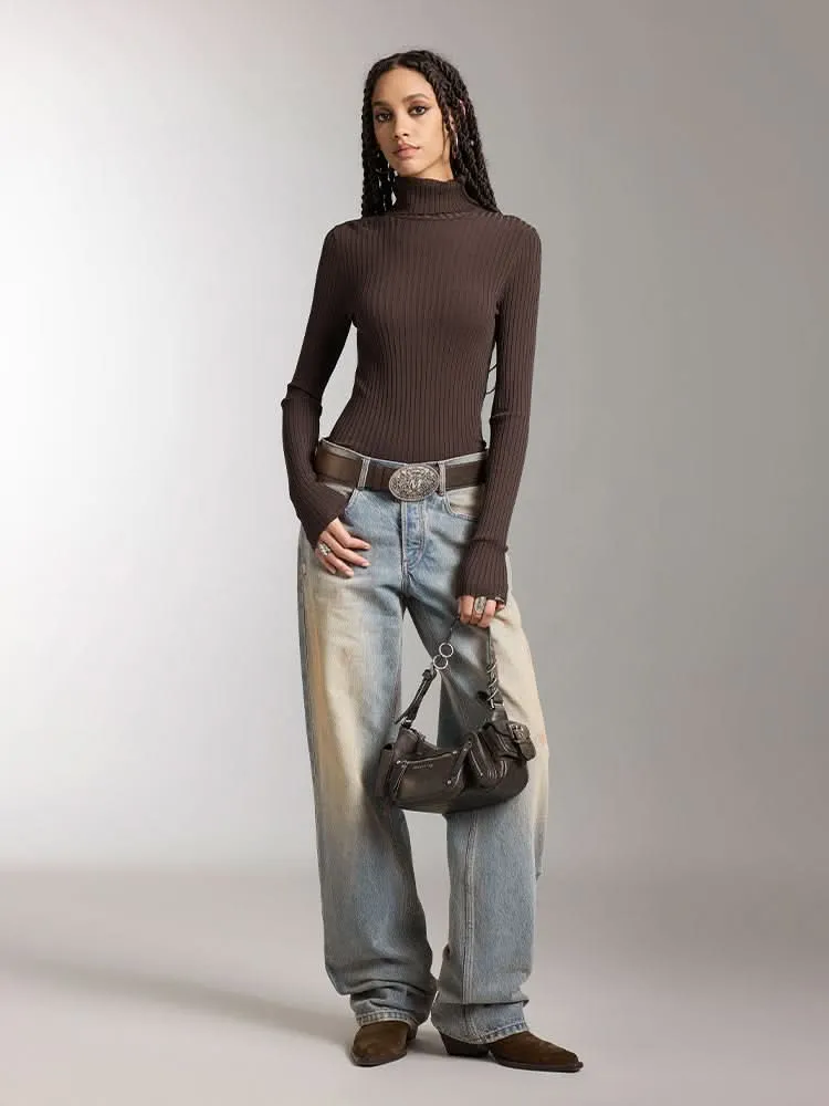 High Collar Slim Fit Knit Top
