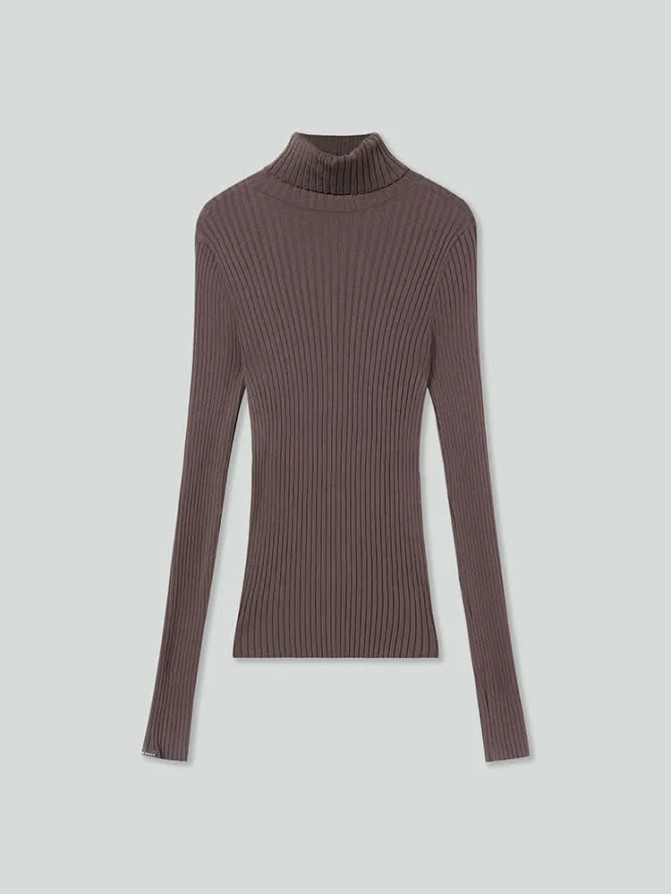 High Collar Slim Fit Knit Top