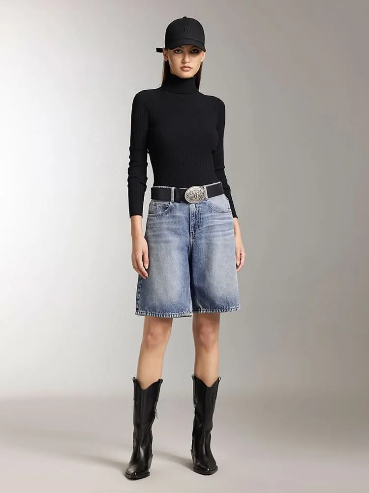 High Collar Slim Fit Knit Top