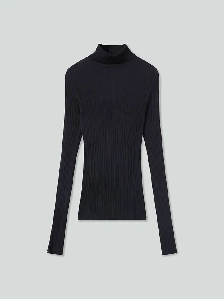 High Collar Slim Fit Knit Top