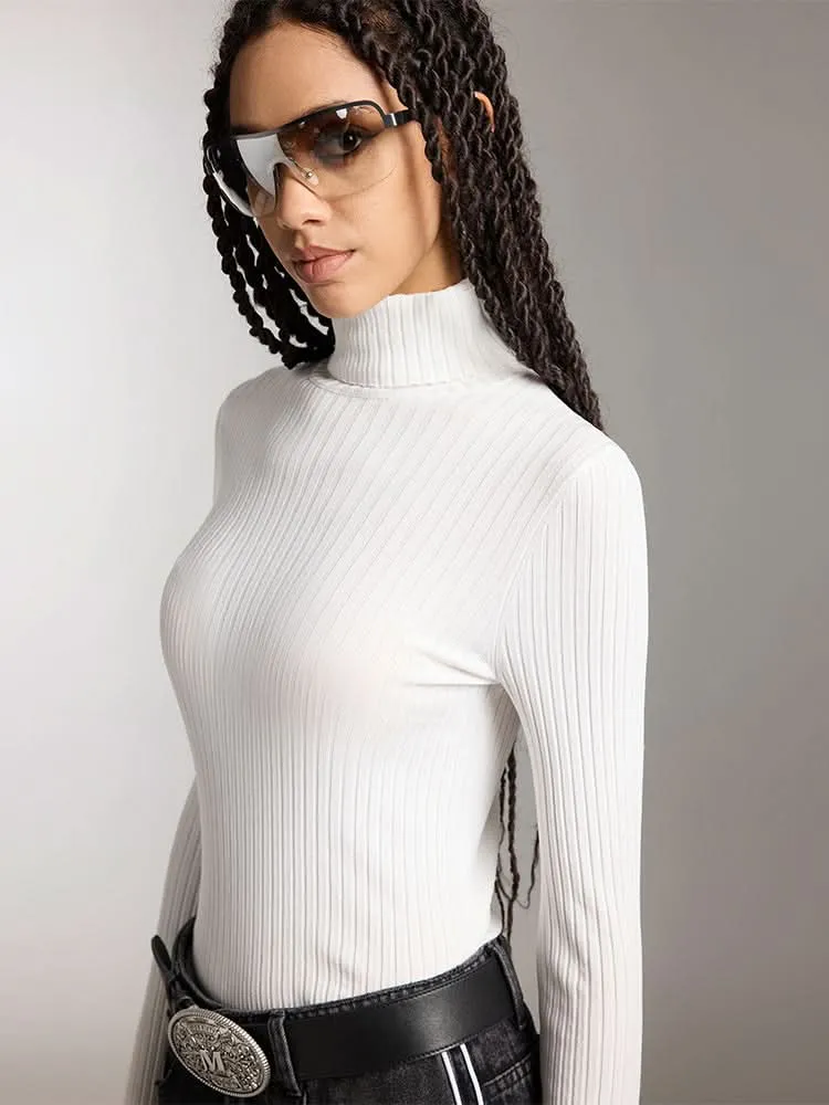 High Collar Slim Fit Knit Top
