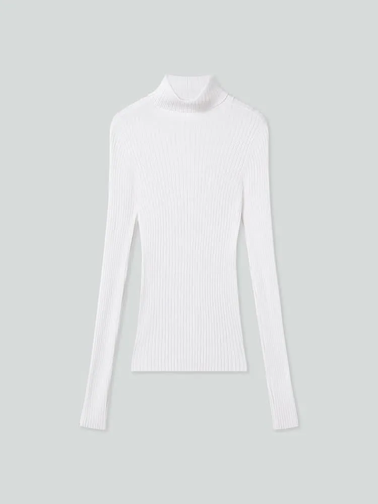 High Collar Slim Fit Knit Top