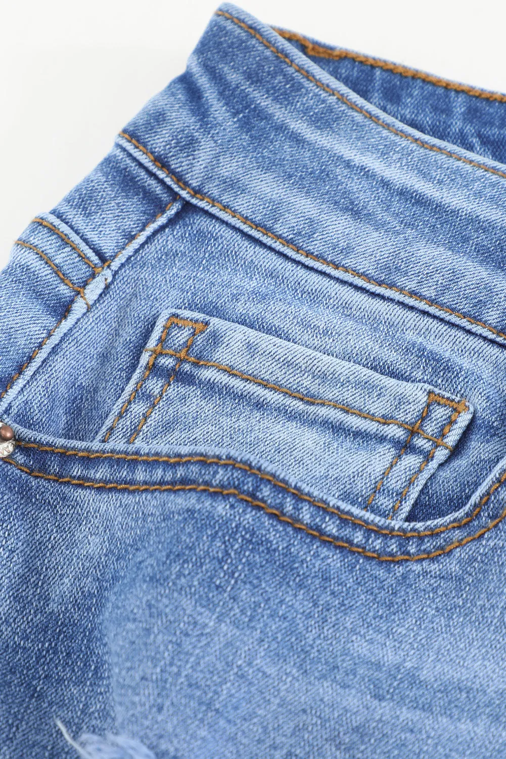 High Waist Frayed Hem Distressed Skinny Jeans