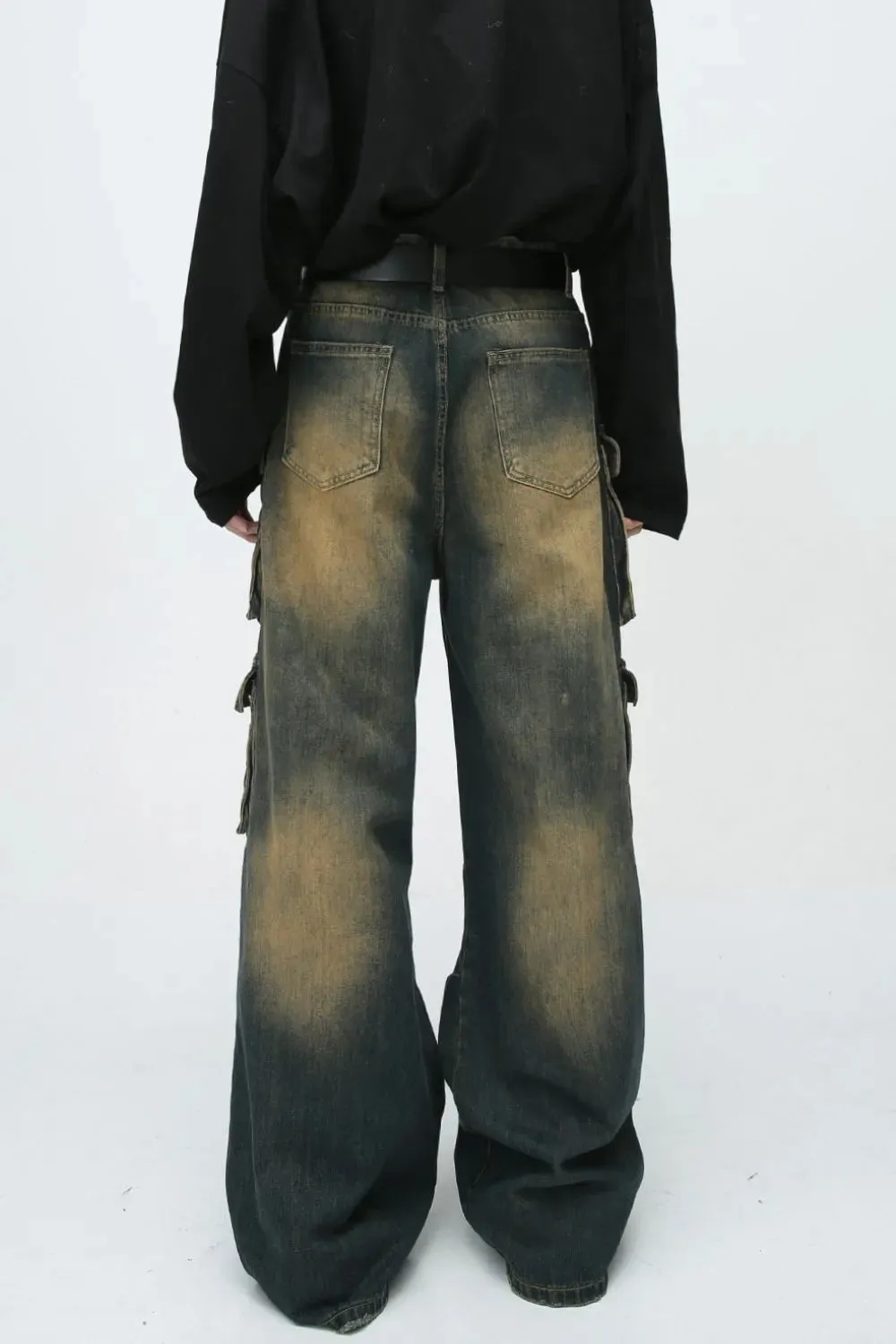 High Waist Jeans with Cargo Pockets