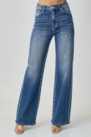 High Waist Jeans with Pockets - Wide Leg