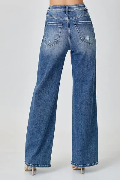 High Waist Jeans with Pockets - Wide Leg