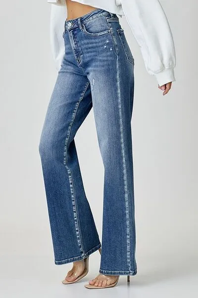 High Waist Jeans with Pockets - Wide Leg