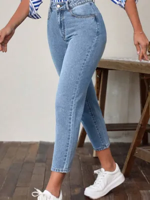 High-Waist Pocketed Denim Jeans for Women