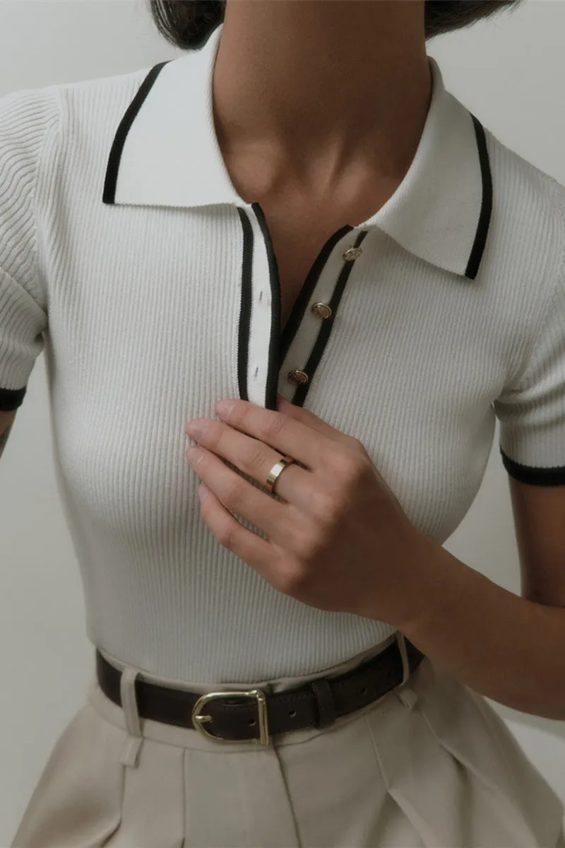 HTP1150 Collared Rib-Knit Sweater