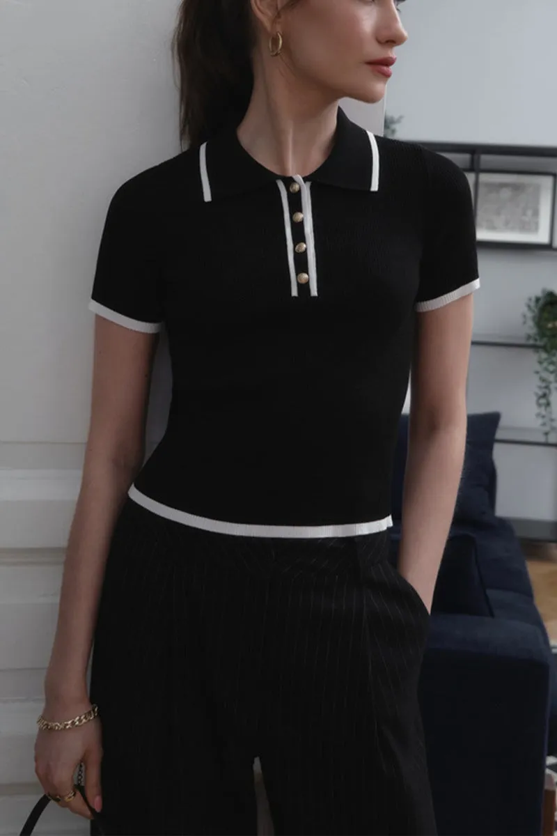 HTP1150 Collared Rib-Knit Sweater