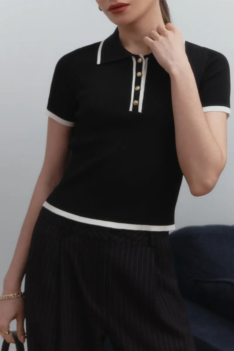 HTP1150 Collared Rib-Knit Sweater