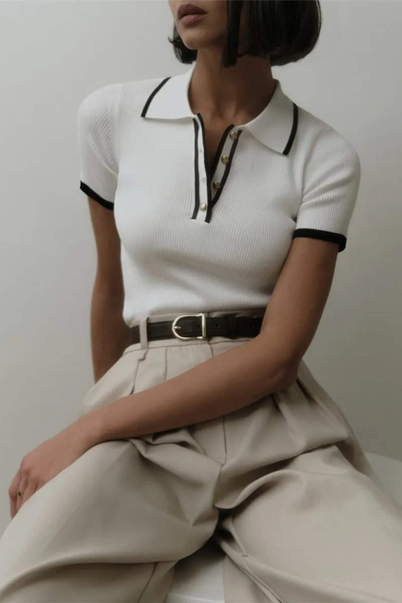 HTP1150 Collared Rib-Knit Sweater