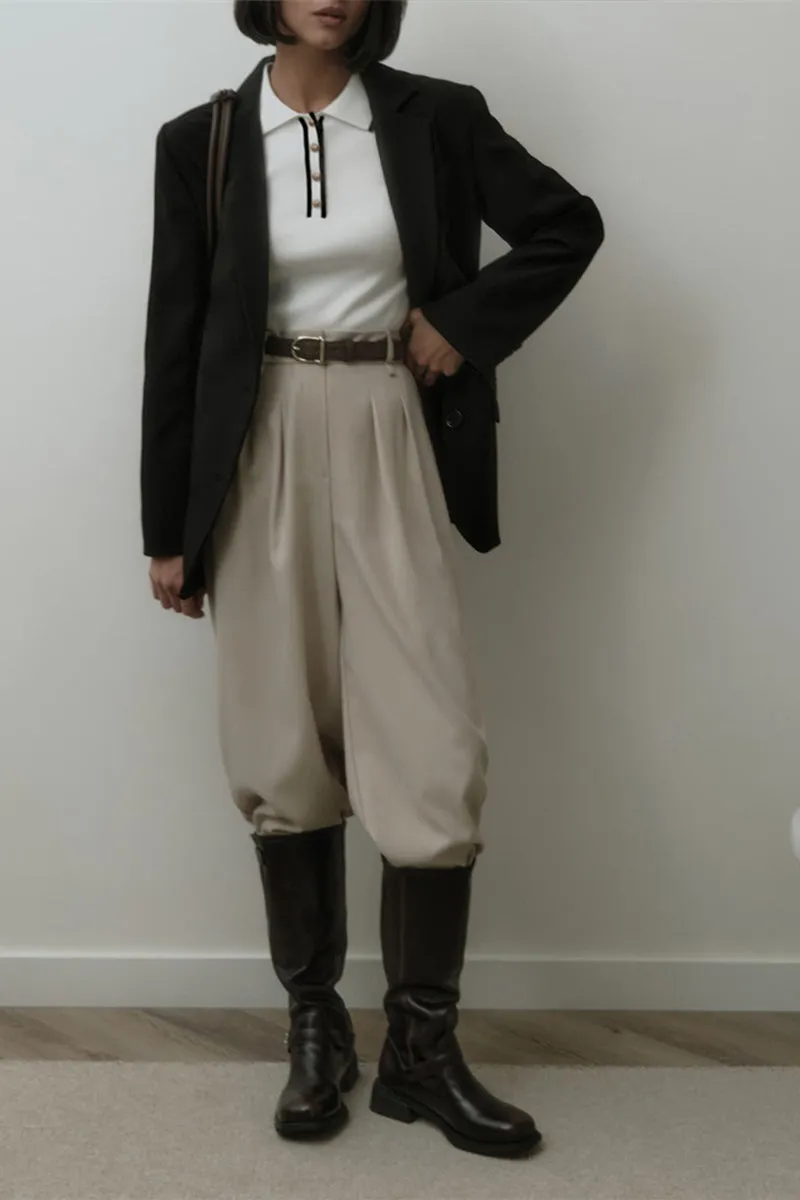 HTP1150 Collared Rib-Knit Sweater