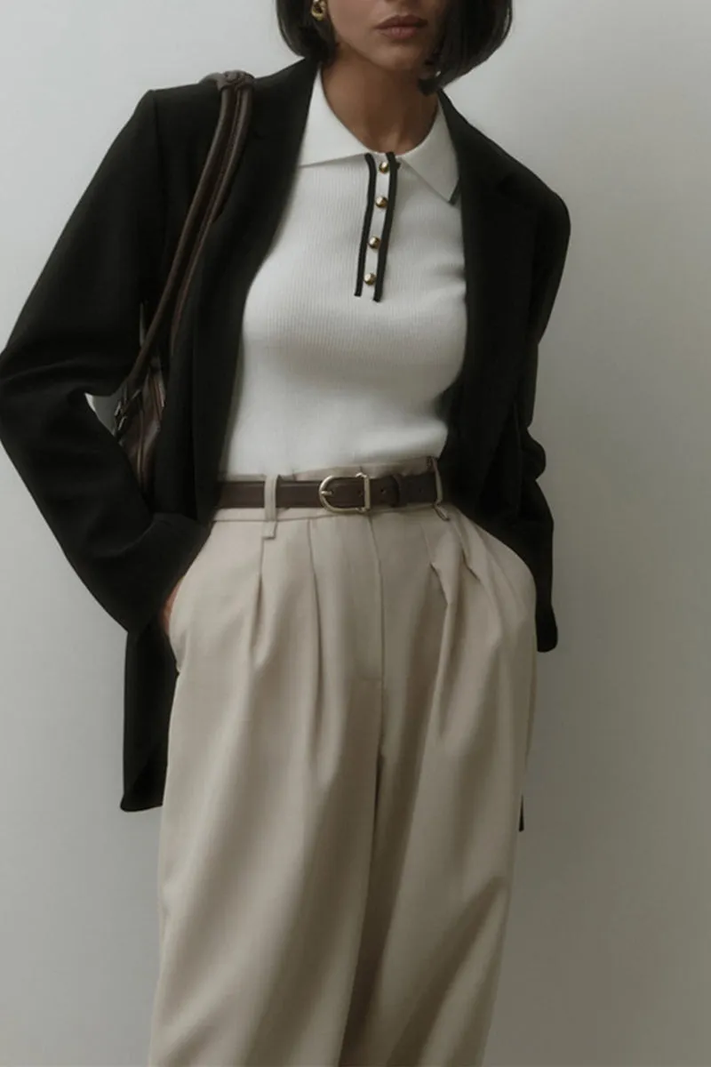 HTP1150 Collared Rib-Knit Sweater