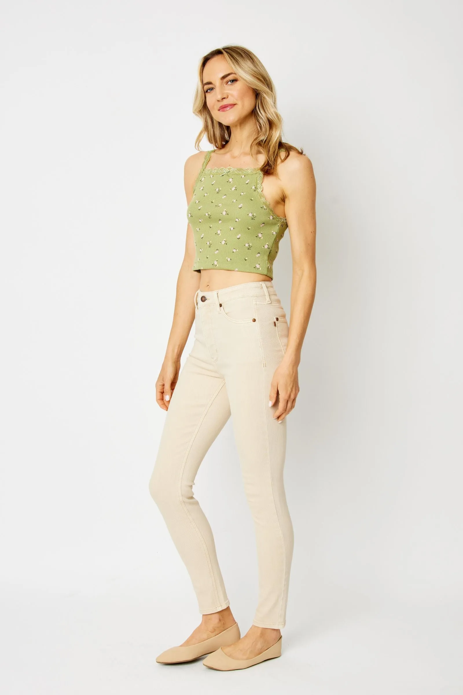 HW GARMENT DYED TUMMY CONTROL SKINNY BY JUDY BLUE