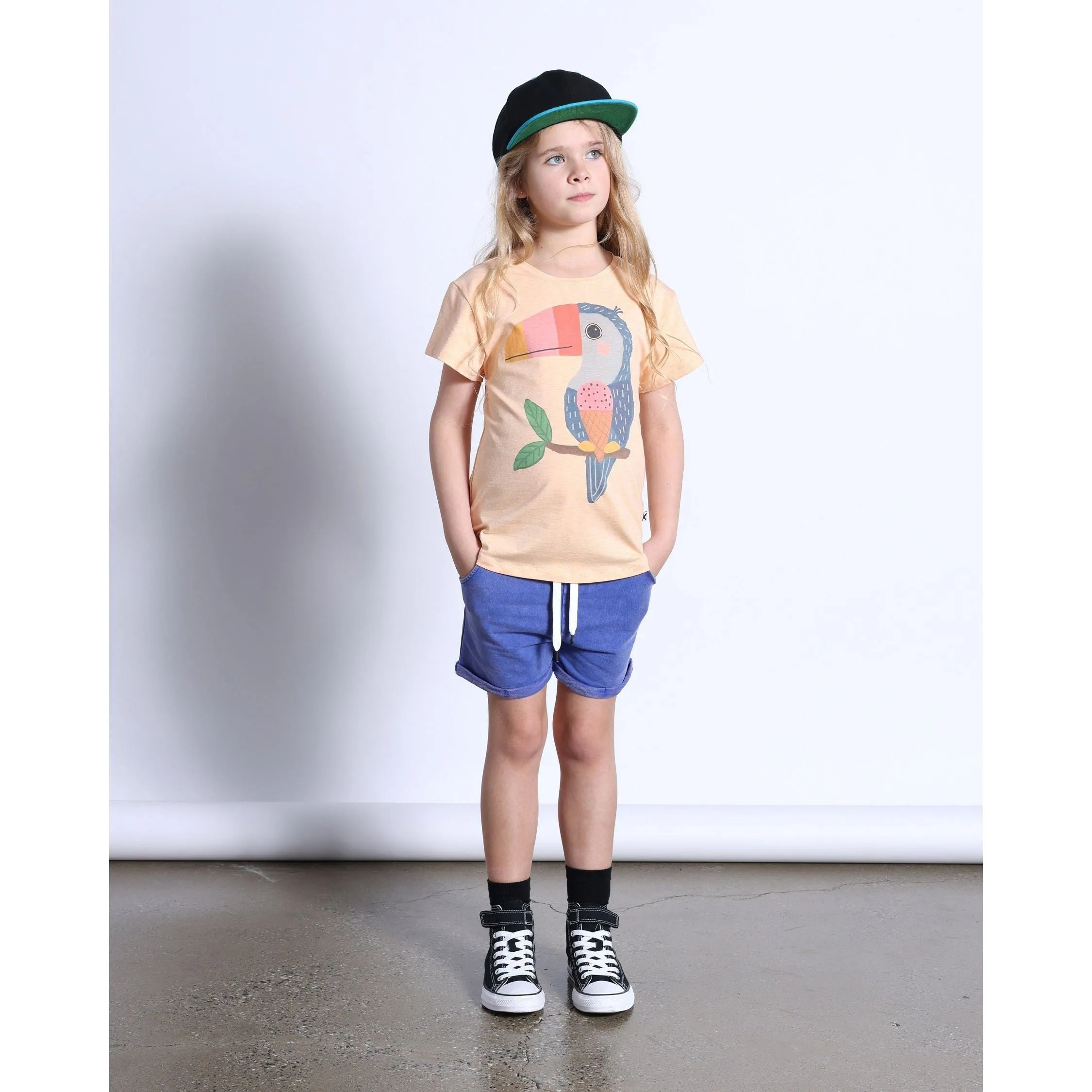Icecream Toucan Tee- Light Orange Marle