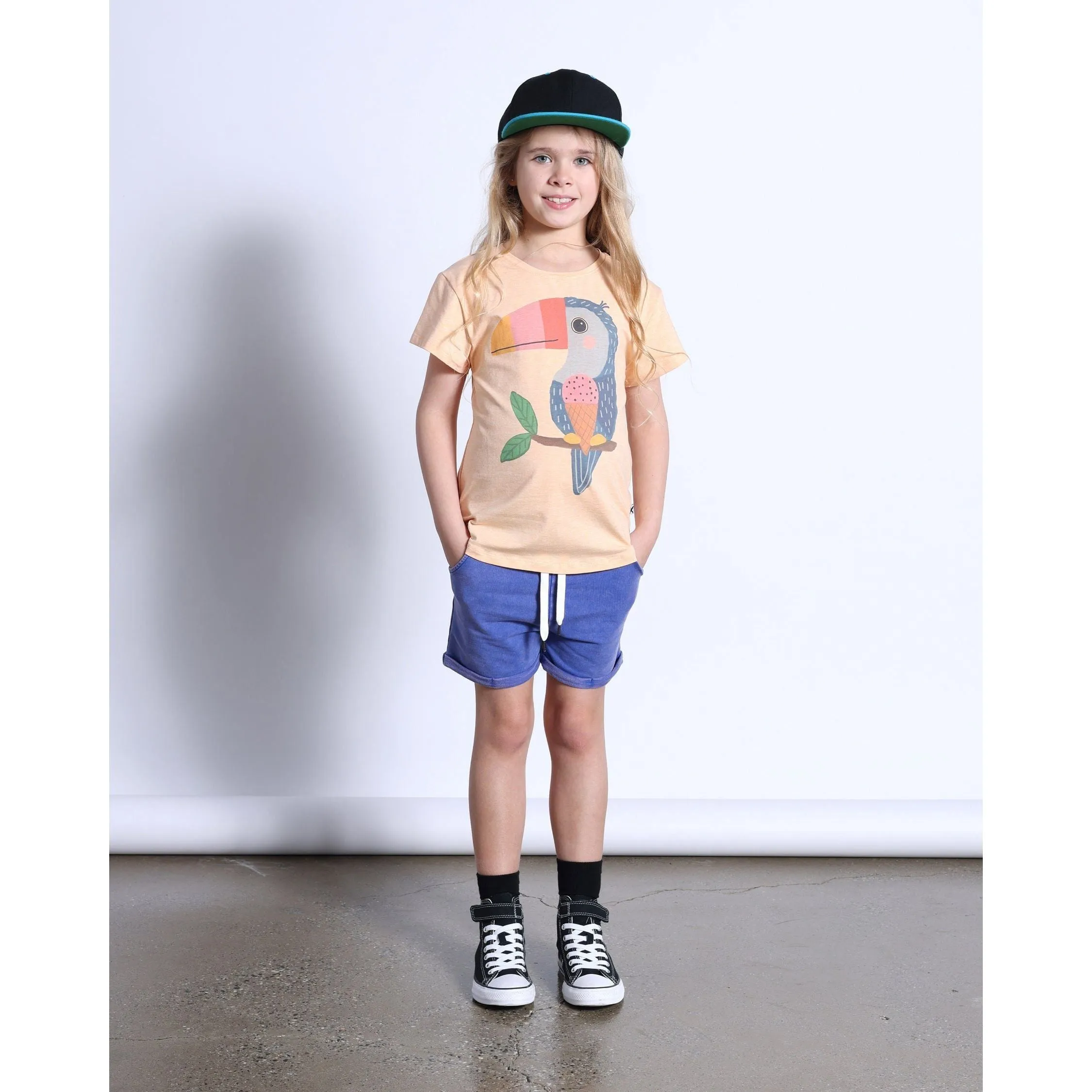 Icecream Toucan Tee- Light Orange Marle