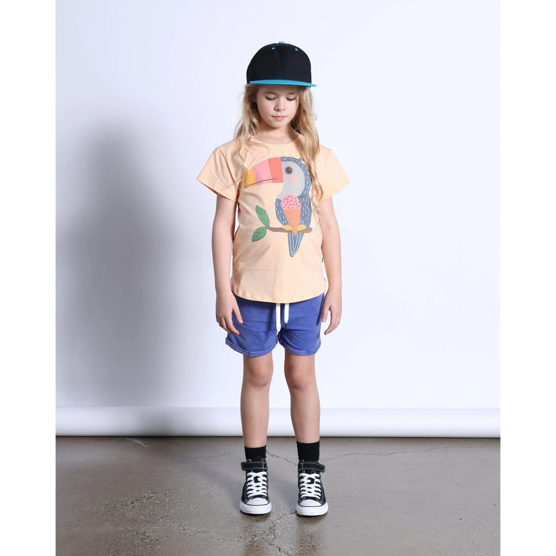 Icecream Toucan Tee- Light Orange Marle