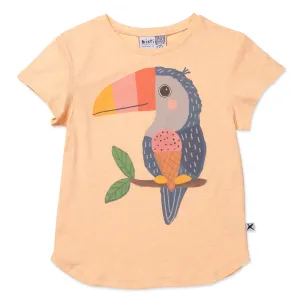 Icecream Toucan Tee- Light Orange Marle