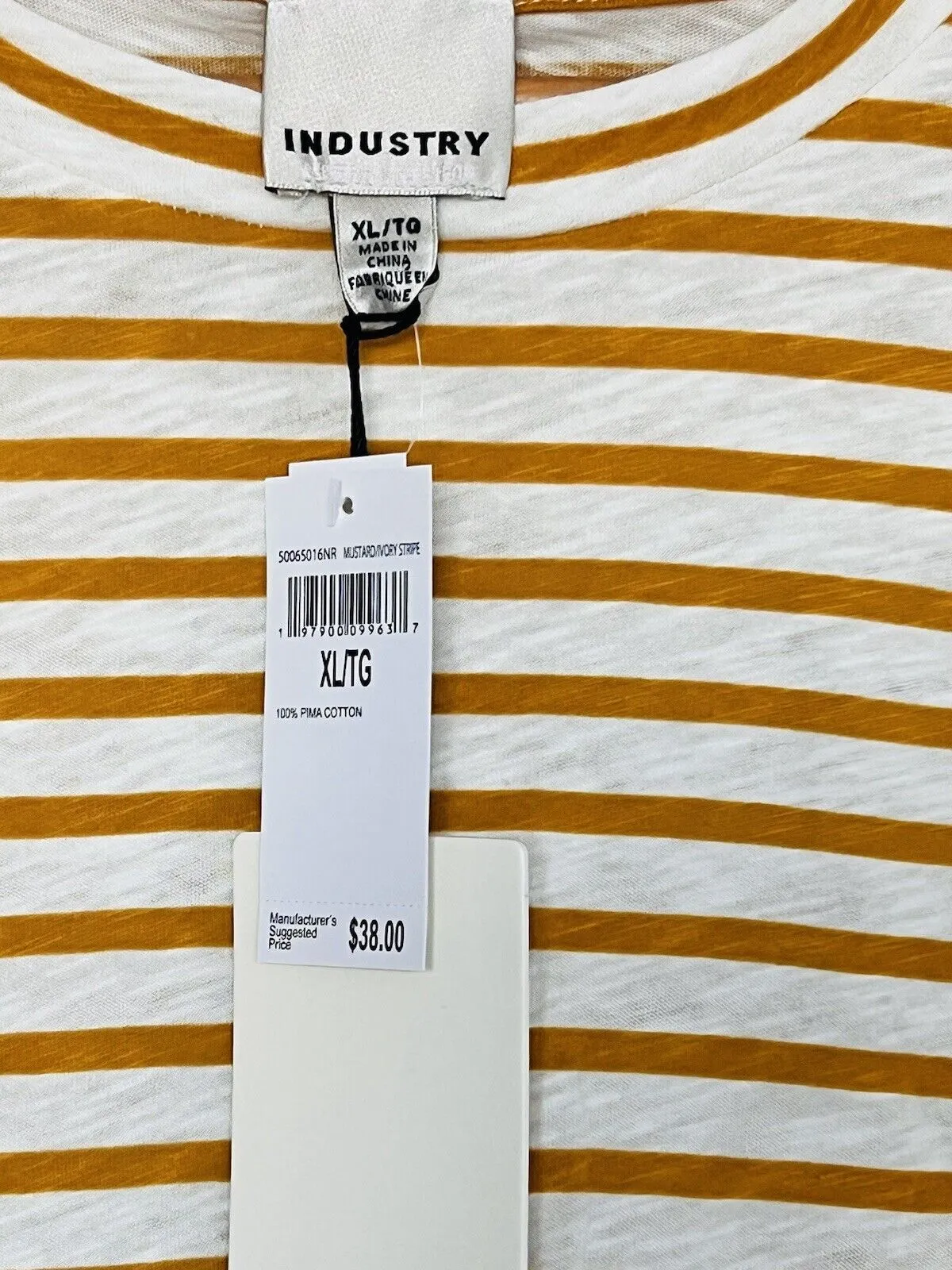 INDUSTRY NWT Womens Striped Flutter Sleeve Pima Cotton Top Sz XL Soft Feminine