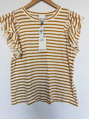 INDUSTRY NWT Womens Striped Flutter Sleeve Pima Cotton Top Sz XL Soft Feminine