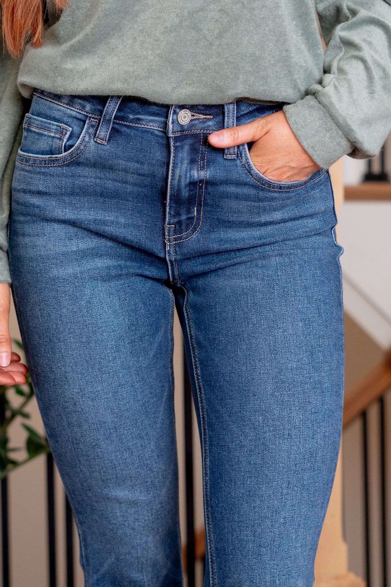 Inspirational High Rise Raw Hem Kick Flare Regular & Plus Sizes