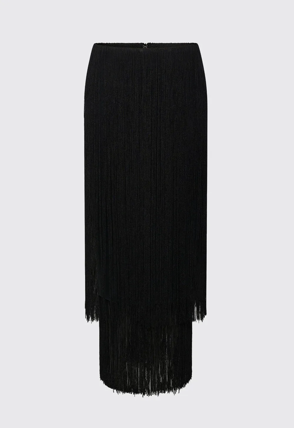 Jac   Jack Marquee Wool Fringe Skirt in Black