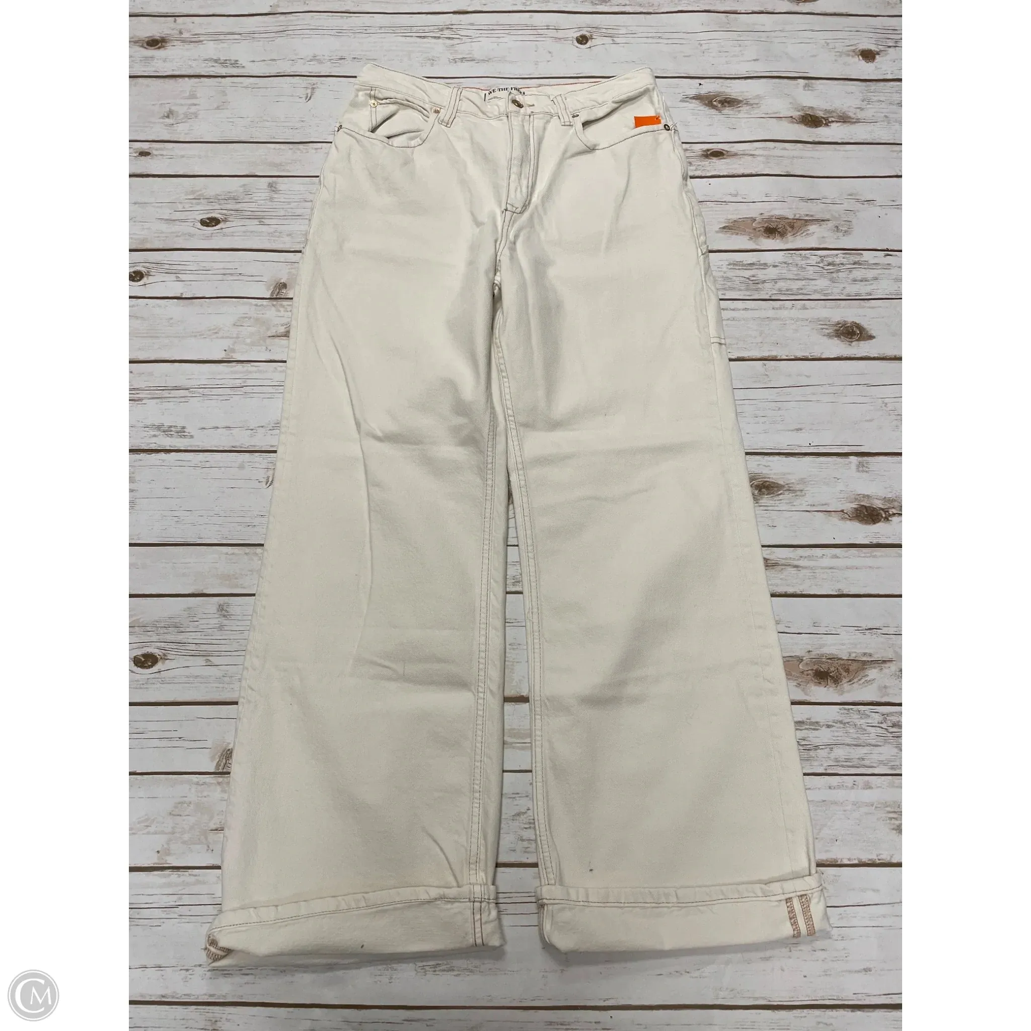 Jeans Wide Leg By We The Free In Cream Denim, Size: 10