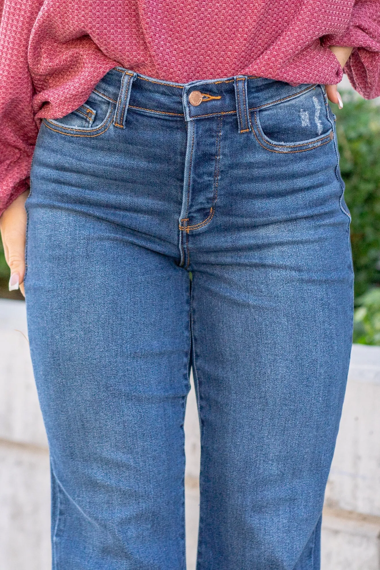 Johnny High Rise Hidden Button Fly Dad Jeans