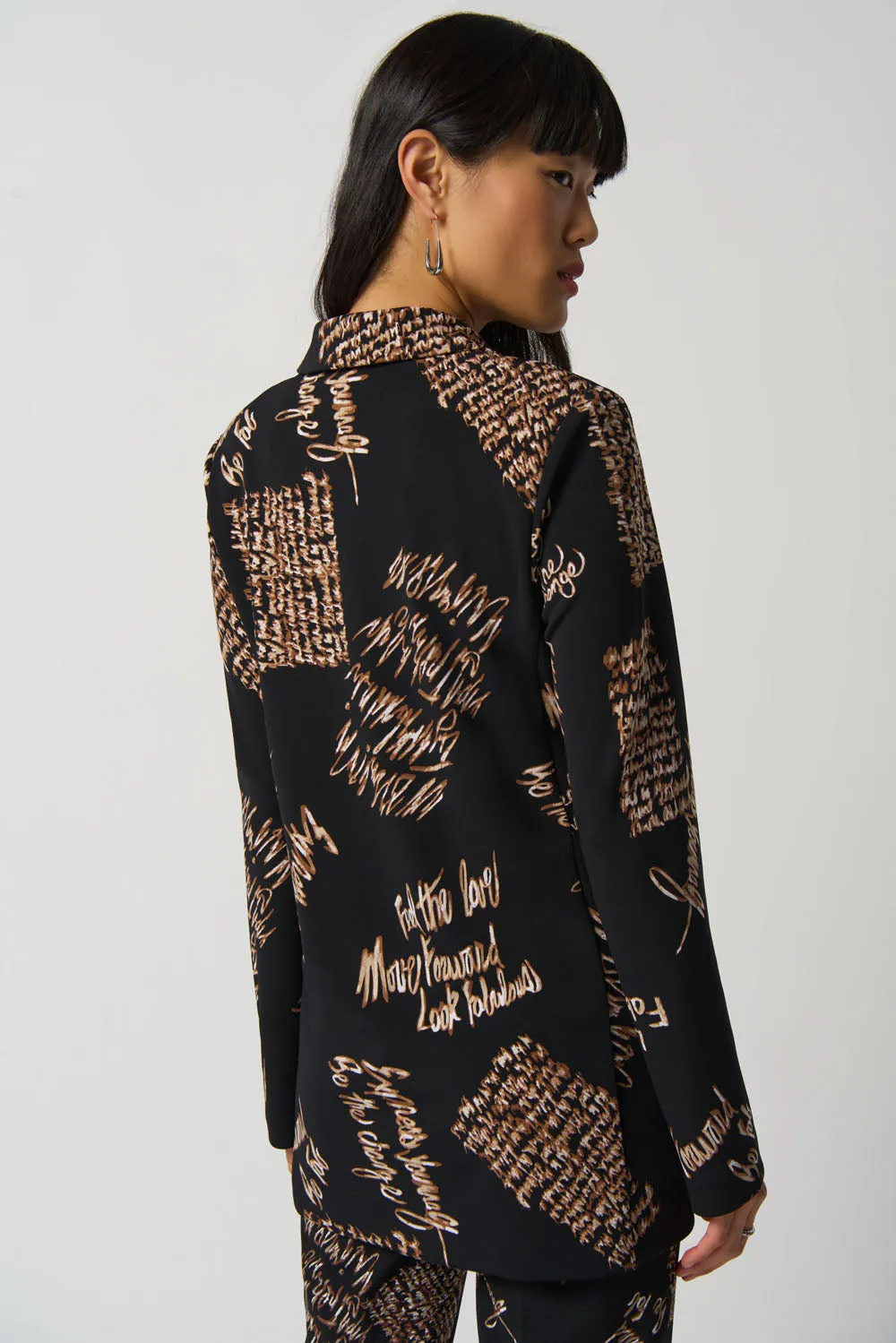 Joseph Ribkoff Black/Multi Wording Print Blazer Style 233121