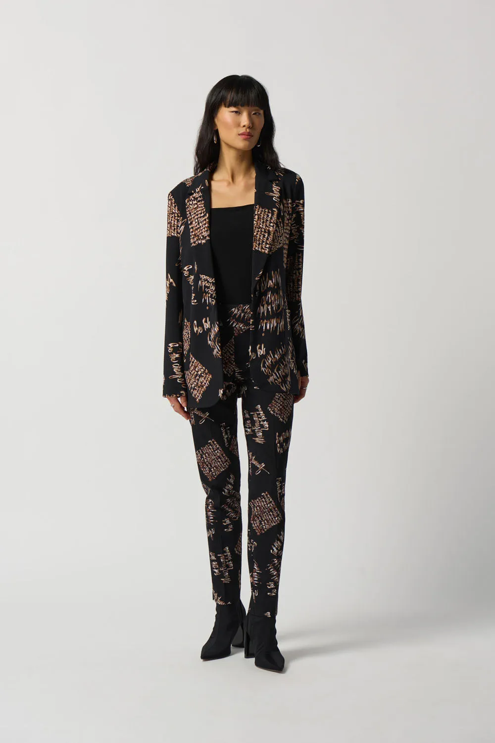 Joseph Ribkoff Black/Multi Wording Print Blazer Style 233121